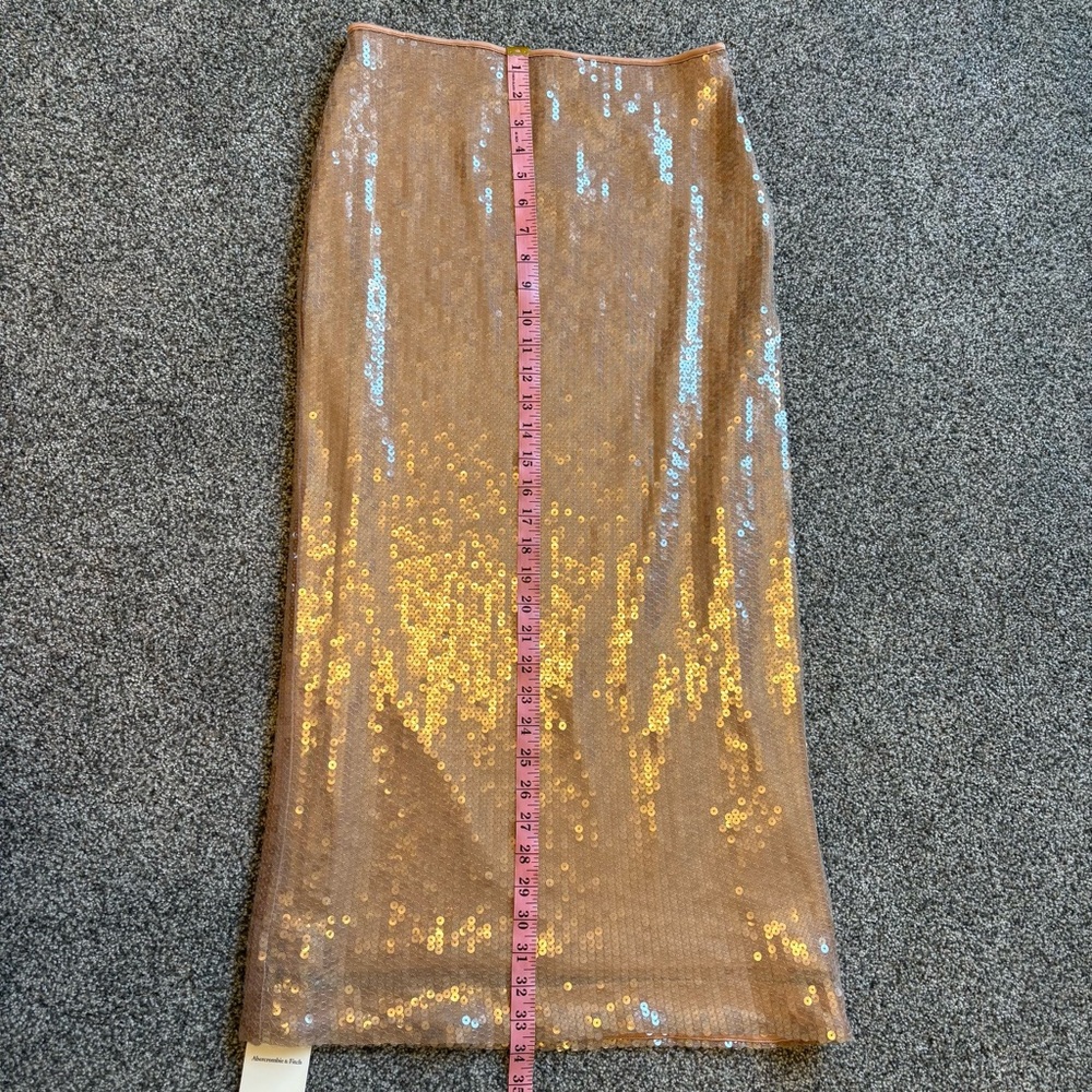 Abercrombie Champagne Tan Sequin Maxi Skirt NWT Rare Euro Exclusive Boho Luxe SP - Picture 13 of 15
